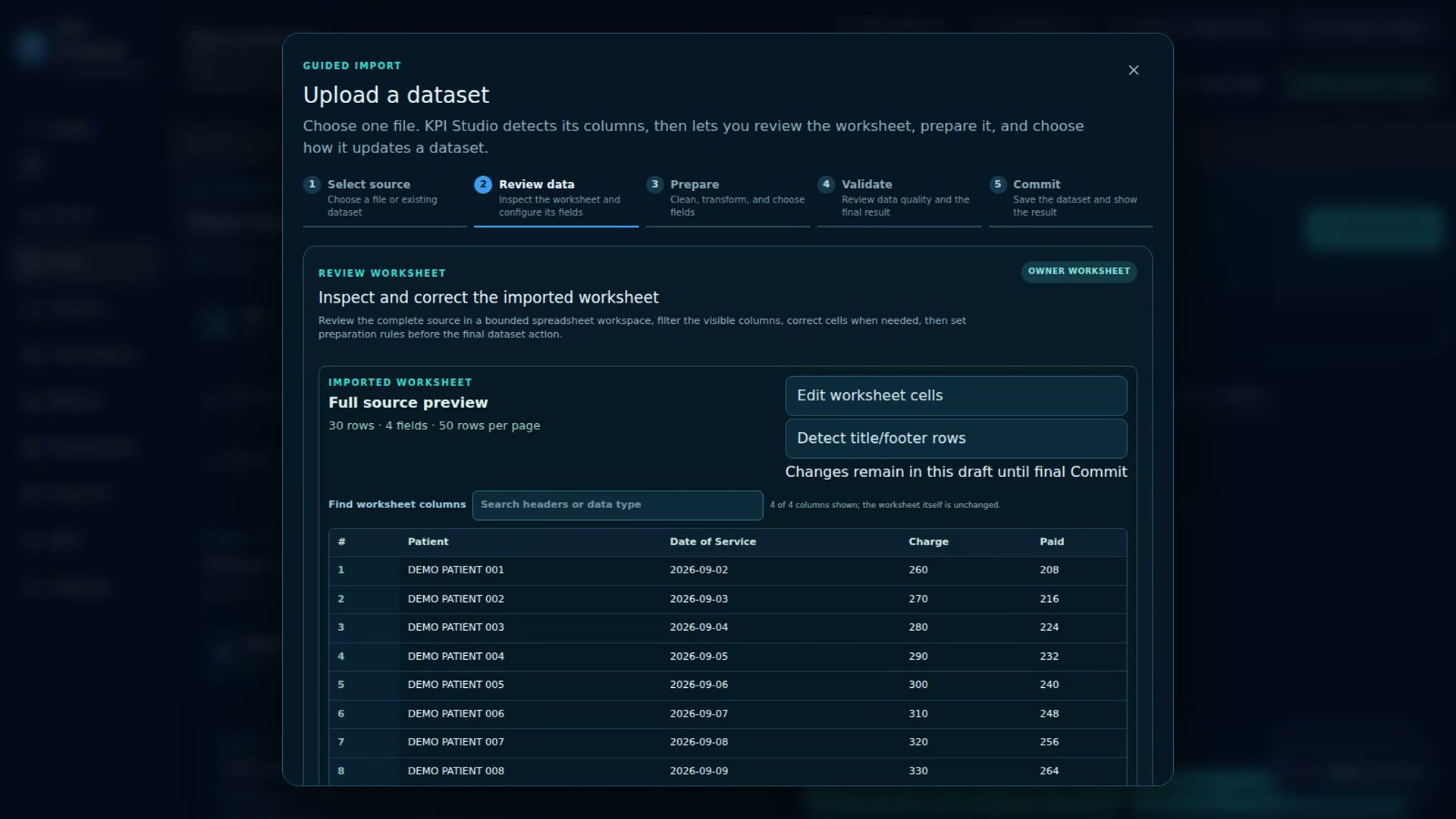 Dataset import in InfernoMetrix